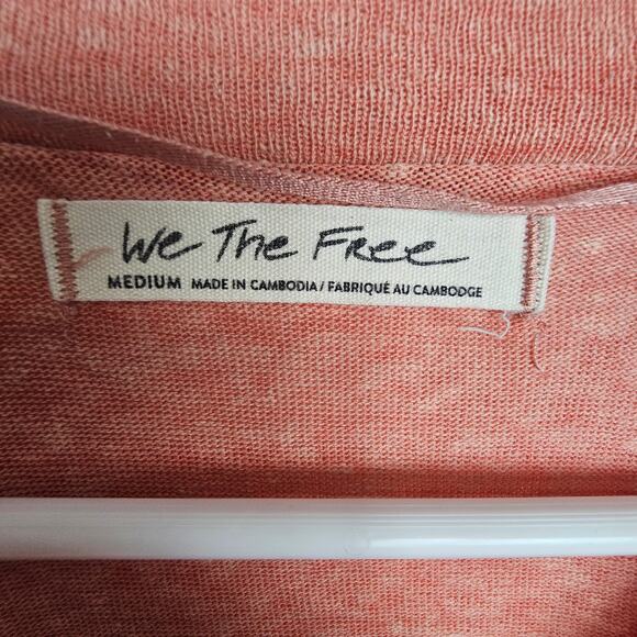 Free People Womens Kyota Slub Tee Boho Raglan Burnout Slouchy Pleated M Raw Hem - Picture 6 of 8